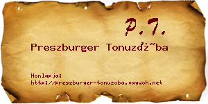 Preszburger Tonuzóba névjegykártya